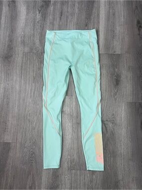 Fabletics Mint Green Athletic Leggings with Pink Accent